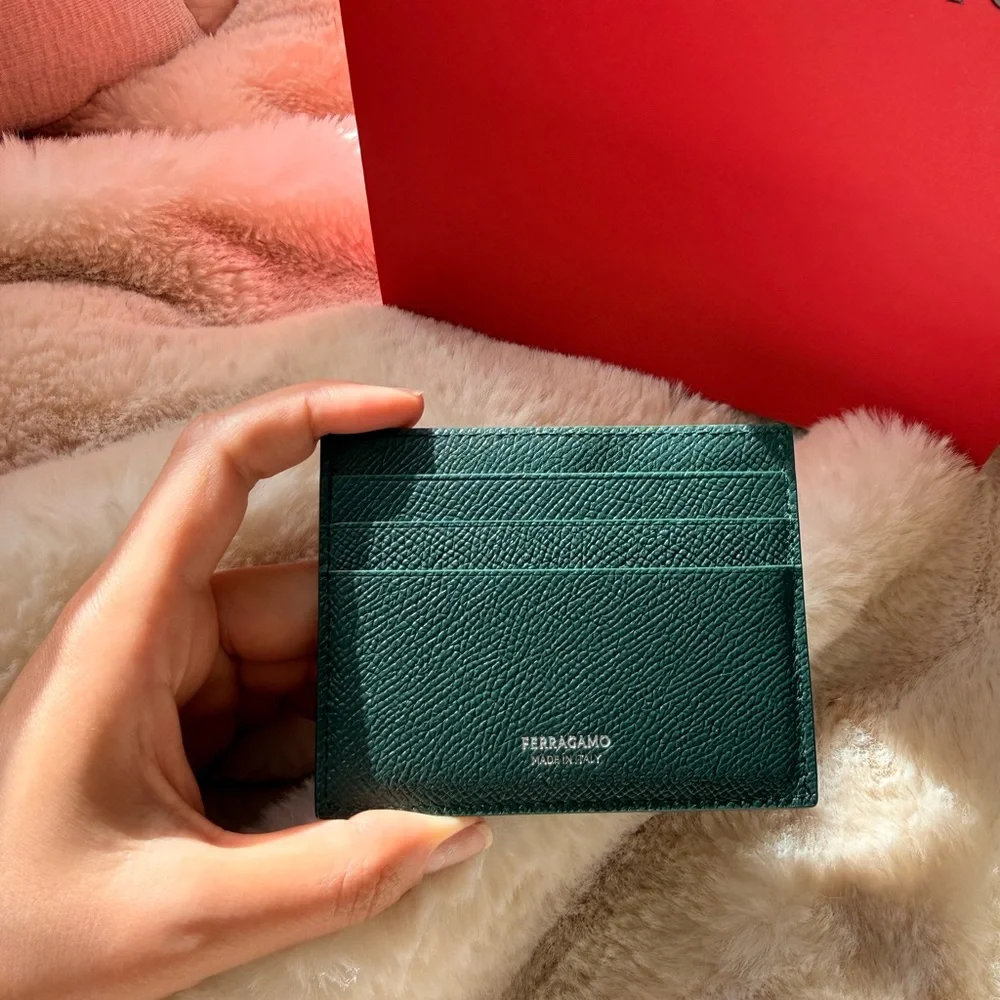 Salvatore Ferragamo Men's Moss Leather Card Holder